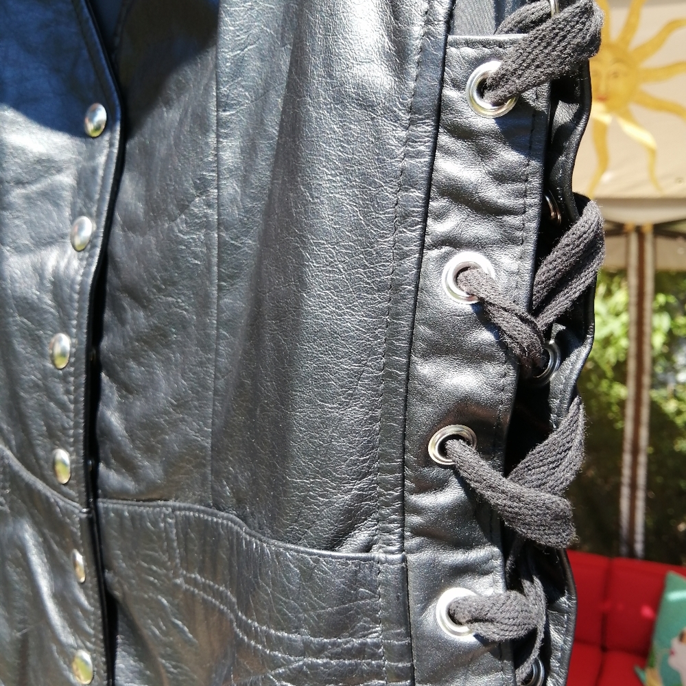 Pocketed, Lined, Corsetted Leather Vest
